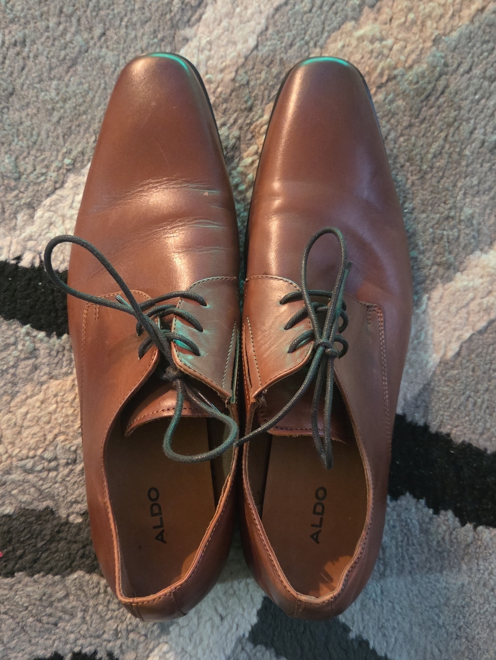ALDO Brown Leather Derby Dress Shoes with Lace-Up Closure